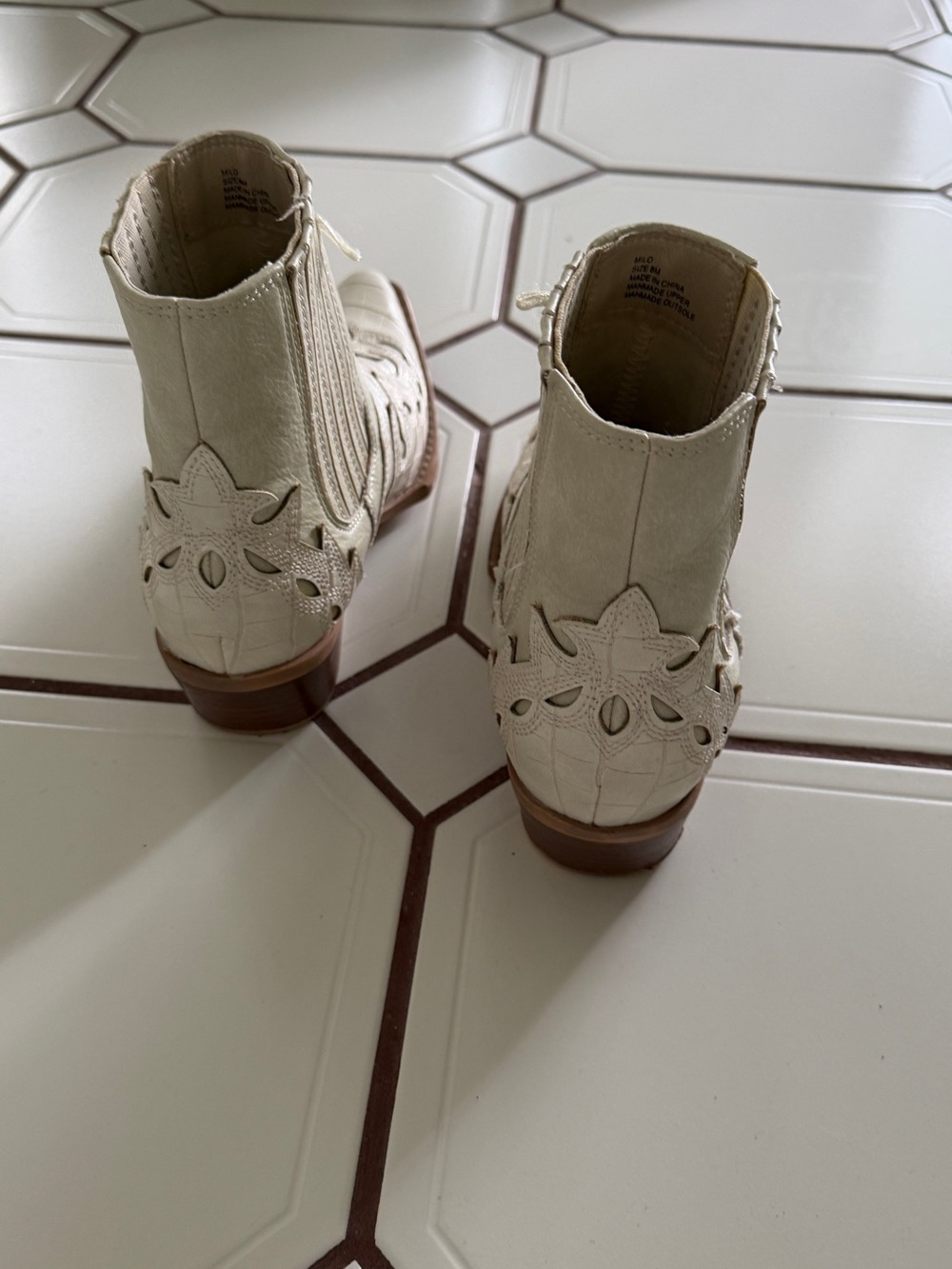 Altar'd State Ivory Western Pointed Toe Ankle Boots - Picture 3 of 4